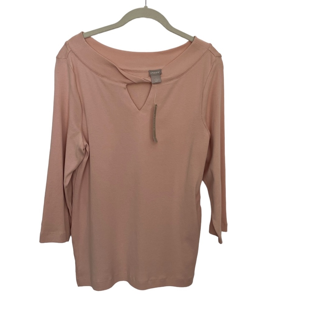 Chico’s NWT Blush Twist Neck Tee 3/4 Sleeves Size 1 Price Reduction!